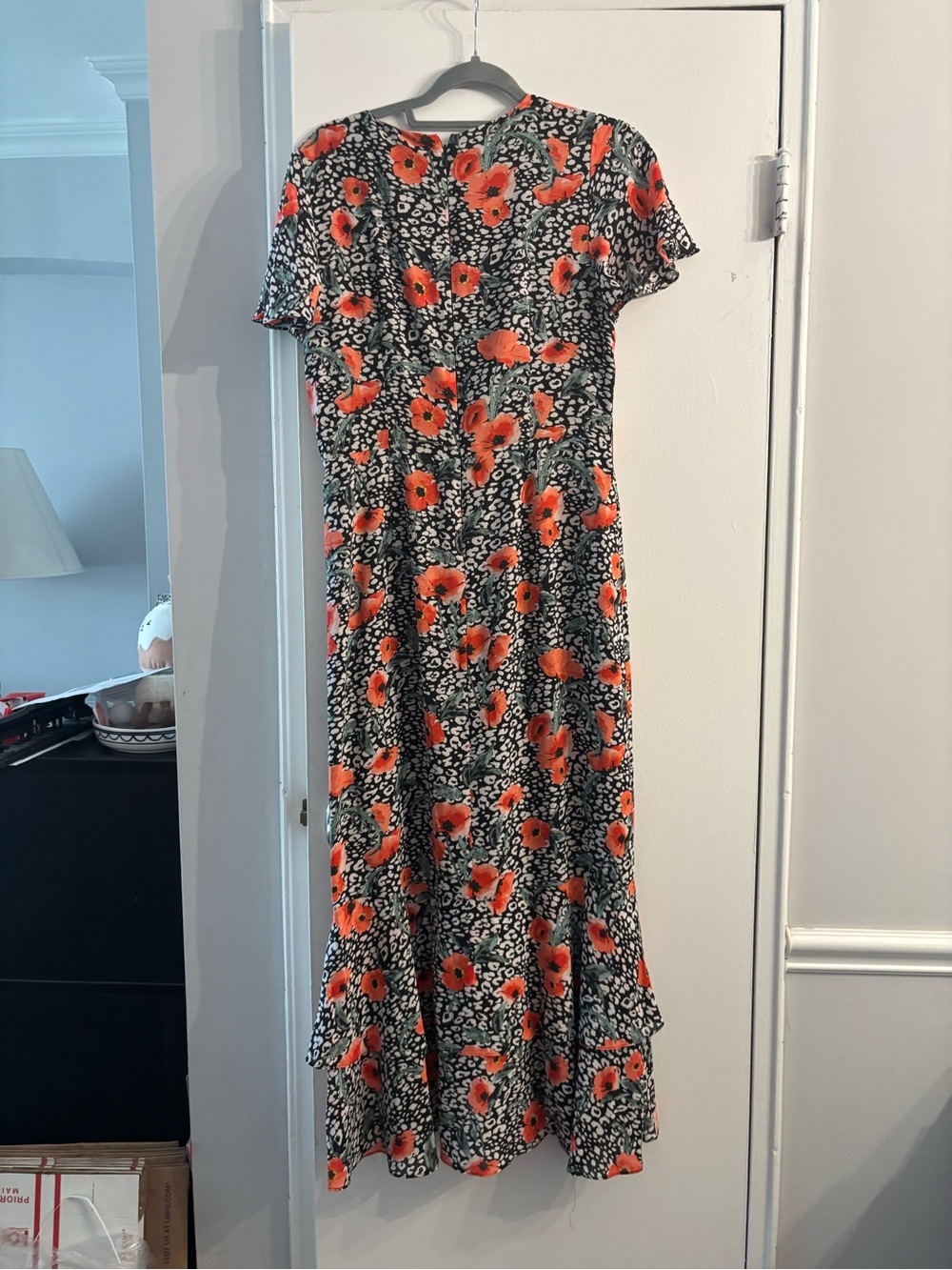 Rachel Rachel Roy Floral Wrap Maxi Dress in Black and Coral poppy floral ruffle - Picture 4 of 7
